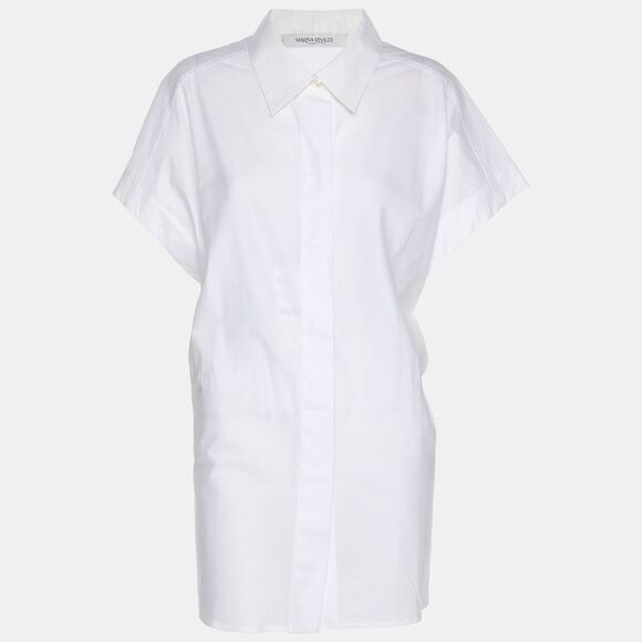 Marina Rinaldi White Cotton Button Front Sleeveless Shirt M
